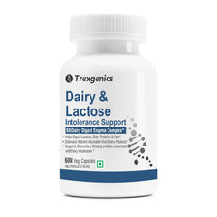 Trexgenics Dairy & Lactose Intolerence Support 9x Dairy Digest Enzyme Complex For Lactose, Dairy Fat, Protein & Carbs Digestion | 60 Veg Capsules, 100gm 0.2lbs