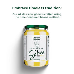 100% Pure A2 Desi Cow Ghee By Organic Mandya | Highly Nutritious Helps Keep Your Eyesight Desi Cow Ghee | 950ml (475ml * 2) 32.1 Ounce | Jar Pack