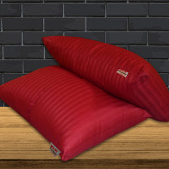 Premium Hotel Quality Soft Polyester Blend Fiber Pillow, Maroon - 16x24 Inch | Standard Size, Neck Support, Washable, Removable Cover | Bed Pillow, Comfortable Pillow - Set Of 2