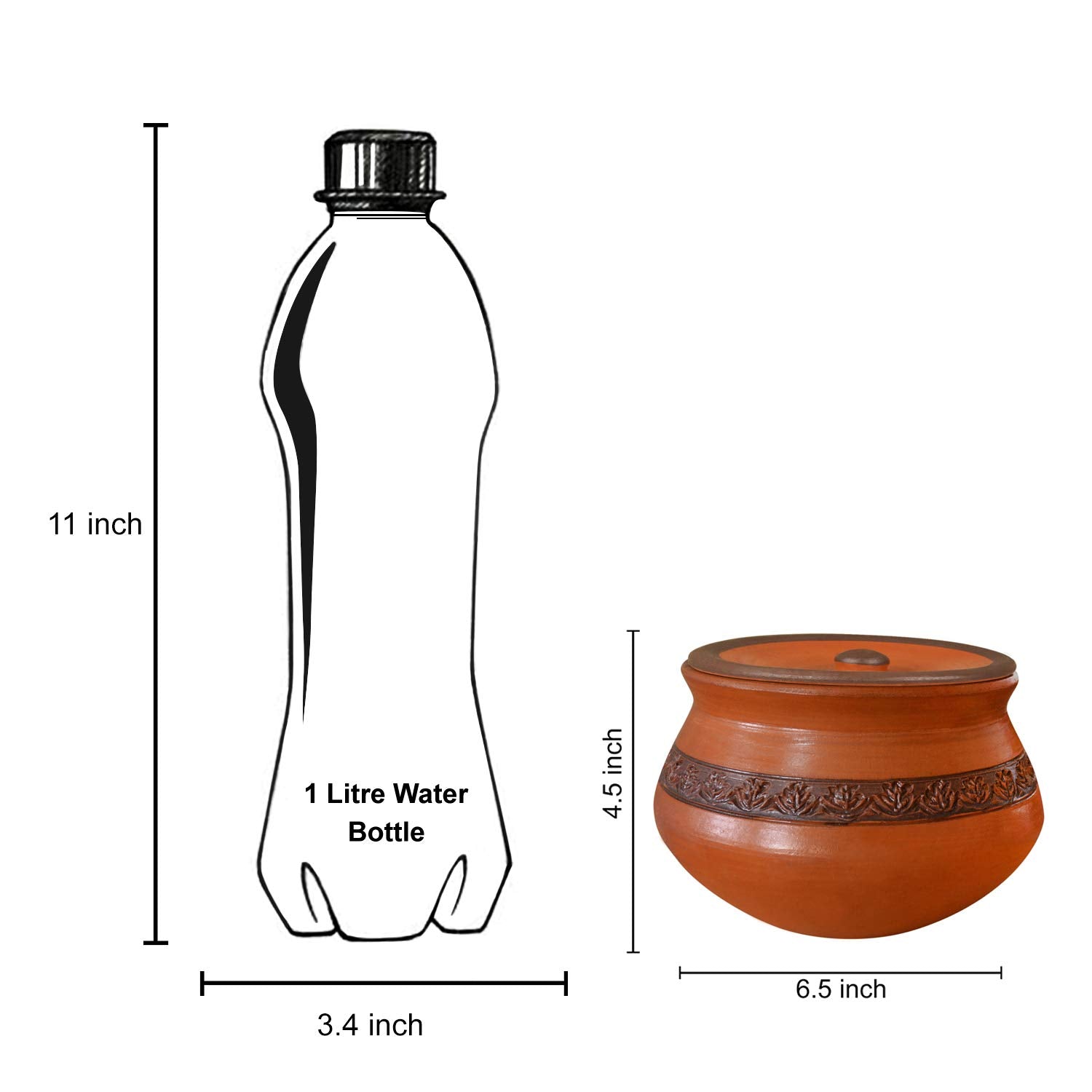 Handcrafted Ornately Designed Earthenware Handi With Lid - Brown, 1.25 Liters | Clay Dahi Handi - Cooking & Serving Pot Handcrafted Ornately Designed Earthenware Handi With Lid - Brown, 1.25 Liters | Clay Dahi Handi - Cooking & Serving Pot