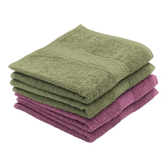 Patpug 100% Indian Ultra Soft Cotton Hand Towel 600 Gsm | For Gym, Workout, Yoga, Wash Basin (Wine Red & Olive Green) - 4 Piece