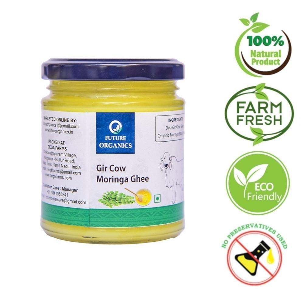 Natural Premium Desi Gir Cow Moringa Ghee By Future Organics | High In Vitamins A, D & Healthy Bilona Method Desi Ghee Good For Halwas | (175ml) 5.9 Ounce | Jar Pack Natural Premium Desi Gir Cow Moringa Ghee By Future Organics | High In Vitamins A, D & Healthy Bilona Method Desi Ghee Good For Halwas | (175ml) 5.9 Ounce | Jar Pack
