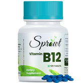 Sprowt Plant Based Methylcobalamin (90%) Vitamin B12 Supplements , Good For Digestion And Nerve Health | 120 Tablets , 200gm 0.4lbs