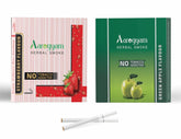 Aarogyam Herbals Pack Of 2 Flavours 100% Tobacco & Nicotine Free Cigarette For Relieve Stress & Mood Enhance Product Green Apple, Strawberry - 10 Sticks X 2 Packets