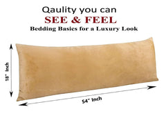 Full Body Pillow, Long Pregnancy Pillow For Sleeping, Beige - 54 X 18 Inches | Large Pillow For Hug, Cuddle, Side Sleeper | Pillow With Ultra Soft Velvet Hidden Zipper Cover, Multipurpose Use