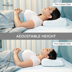Memory Foam Cervical Pillow, Orthopedic Pillow, Standard Size - 19 X 11 Inch | White Pillow, Neck Support Pillow For Sleeping, Neck & Shoulder Pain | Removable Zipper Cover - Pack Of 1