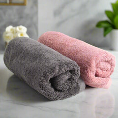 Heelium Bamboo Hand Towel 600 Gsm | Ultra Absorbent & Anti-Bacterial 3x Softer Than Cotton Towels | Pack Of 2 - Peach, Grey