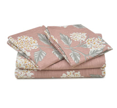 Microfiber Super King Size Bedsheet Floral Print With 2 Pillow Covers - Bedsheet Size 108 X 108 Inches, Light Brown| Long-lasting 220 (Thread Count) Bedsheet