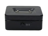 Metal Cash Box With Number Combination Lock, Size - Small, Colour - Black, Material - Iron, Special Feature - Removable Tray
