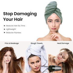 Mush Bamboo Hair Towel 300 Gsm | Ultra Soft, Absorbent & Anti Microbial Hair Wrap (Olive Green)