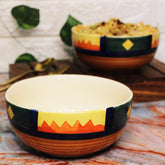 Boho Fiesta Ceramic Serving Bowl Set Of 2 Pieces - 800ml Each, Multicolor | Hand Painted Large Dining Serving Bowls For Serving - Microwave Safe & Dishwasher Safe