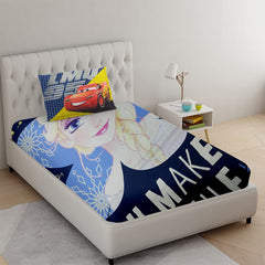 100% Cotton Kids Bedsheet For Single Bed With 1 Pillow Cover - 57 X 88 Inches, Navy Blue | Durable & Wrinkle Free - All Season Bedding