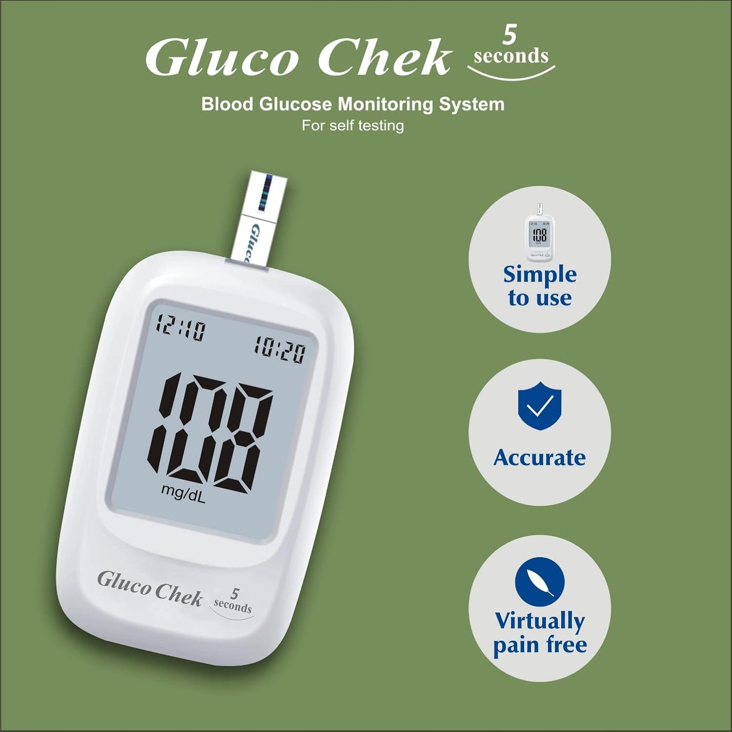 Aspen Gluco Chek 5 Sec. Blood Glucose Glucometer Test Strips - 100 Strips (Only Strips, No Glucometer) Aspen Gluco Chek 5 Sec. Blood Glucose Glucometer Test Strips - 100 Strips (Only Strips, No Glucometer)