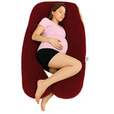 Pregnancy Pillows For Sleeping, U- Shape, Full Body Pillow, Maroon Color | Maternity Support, For Back, Hips, Legs, Belly | For Pregnant Women With Removable, Washable Velvet Cover