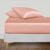 Elastic Fitted Queen Size Bedsheet - 60 X 78 Inches, Peach | 400 Thread Count Silky Soft | Naturally Soft, Breathable, & Skin-Friendly