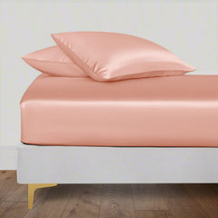 Elastic Fitted Queen Size Bedsheet - 60 X 78 Inches, Peach | 400 Thread Count Silky Soft | Naturally Soft, Breathable, & Skin-Friendly