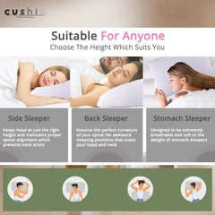 Memory Foam Pillow, Orthopedic Bed Pillow, Grey & White - 22 X 14 X 3.5 Inches | For Neck & Shoulder Pain Relief - Free Pillow Cover | Perfect For All Sleep Positions - Pack Of 2
