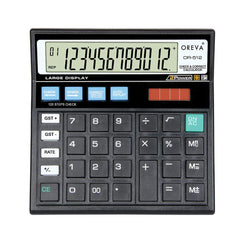 Oreva Or-512 Check & Correct GST Calculator (Black) | 12 Digit Calculator Runs On Solar & Battery - 120 Steps Check Correct
