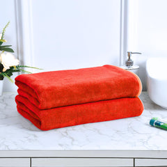 Black Gold The Finer Touch Premium Microfiber Bath Towels 800 Gsm | Lightweight Ultra-Soft Fade Resistant (Red) - 2 Pcs