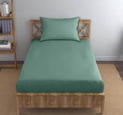 Single Flat Bedsheet With 1 Pillow Cover (54 X 90 Inches) Aqua Green | Durable & Long Lasting Wrinkle Resistant Fabric - All Season Comfort | 300 Thread Count