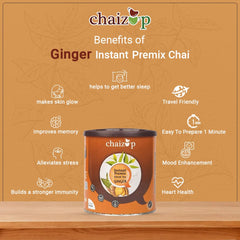 Chaizup Premium 1 Min Instant Ginger Tea Premix - 500gm Can, 17.6 Ounce | Just Add Hot Water - Assam Adrak Chai Powder | Low Caffeine, No Added Color - Home Like Tea