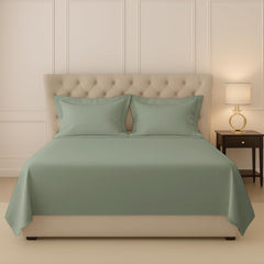 Flat Bedsheet For Double Bed With Two Matching Pillow Cover - 90 X 100 Inches, Sea Foam | Sheets Naturally Breathable & Durable