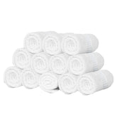 Kuber Industries Cotton Face Towel 400 Gsm Large Size | Multiuses Dot Printed Soft Cotton Face Towel (White)- Pack Of 12