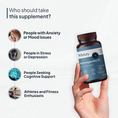 Miduty Palak Notes Ashwagandha 3x, 500 Mg Supplement Ksm 66 Ashwagandha, Triple Strength Formula, For Mood Stability, Focus, Strength & Stress | 60 Veg Capsules 100gm 0.2lbs