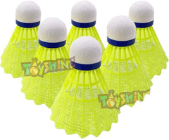 Toyshine Multicolor Nylon Stable And Sturdy Badminton Shuttlecocks | Yellow , Pack Of 6
