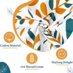 1 Single Bedsheet With 1 Pillow Cover - 57 X 87 Inches, White & Mustard | Skin Friendly Fabric For Everyday Use - Soft, Breathable & Comfortable Sleeping