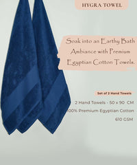 Rangoli Soft Absorbent Durable Towels Earthly Egyption Cotton Plush Oversized Small Size Bath Towel 600 Gsm (Navy Blue)- Pack Of 2