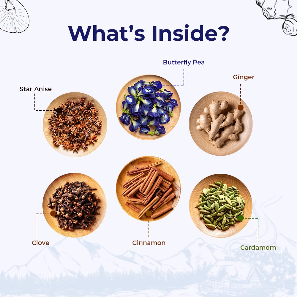 Blue Tea Detox Kahwa Butterfly Pea Flower - 30 Pyramid Tea Bags | Sun Dried Flower Antioxidant Tea - Caffeine Free, Non-GMO | No Additives, Improves Immunity - Zip Lock Packaging Blue Tea Detox Kahwa Butterfly Pea Flower - 30 Pyramid Tea Bags | Sun Dried Flower Antioxidant Tea - Caffeine Free, Non-GMO | No Additives, Improves Immunity - Zip Lock Packaging