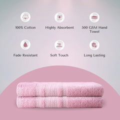 Hampton Home Linens Cotton Hand Towel 800 Gsm | Soft, Absorbent & Quick-Dry Towels Durable & Luxurious Bathroom Towels - Pink & Blue (Pack Of 4)