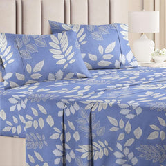 Pure Microfiber Double Bedsheet With 2 King Size Pillow Covers - 88 X 90 Inches, Royal Blue & White | Glace Cotton Breathable Super Soft Wrinkel Free Double Bedsheet