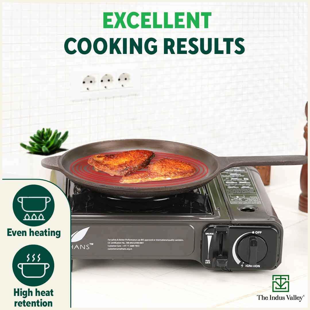 Super Smooth Black Cast Iron Shallow Fry Pan With Long Handle - Medium, 25.4cm, 10 Inch, 1.8 Kg | Induction Friendly, Nonstick Pre-Seasoned Fry Pan, 100% Pure & Toxin Free, No Chemical Coating Super Smooth Black Cast Iron Shallow Fry Pan With Long Handle - Medium, 25.4cm, 10 Inch, 1.8 Kg | Induction Friendly, Nonstick Pre-Seasoned Fry Pan, 100% Pure & Toxin Free, No Chemical Coating