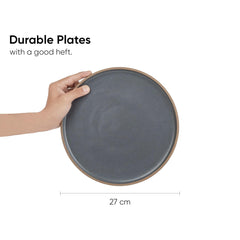 Ceramic Dinner Plates Set Of 6 Pieces, Grey | Ceramic Plates Set With Matte Finish - Premium Stoneware | Ceramic Dinner Plates - Japandi Dinner Plates