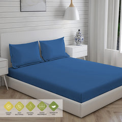 Plain Bedsheet For Single Bed With 1 Pillow Cover | 59 X 87 Inches, Blue - Light Weight & Breathable, All Season Comfort Single Bedsheet