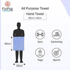 Patpug Ultra Soft Microfiber Hand Towel 400 | Comfortable, Fade Resistant, Highly Absorbent, Quick Drying Towel (Royal Blue) - 2 Piece