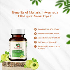 Maharishi Ayurveda Organic Amalaki Capsules 700mg Amla Rasayana, Detoxifies Body Rich In Vitamin C Boosts Immunity & Improves Digestion | 60 Capsules, 100gm 0.2lbs