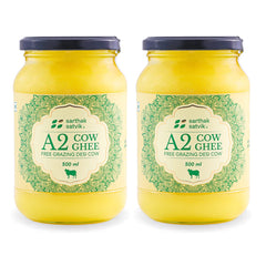 100% Natural A2 Cow Ghee Desi By Sarthak Satvik | Nutrient Rich Ghee Made With Traditional Binola Method Good For Body Health | 1 Litre (500ml * 2) 33.8 Ounce | Jar Pack