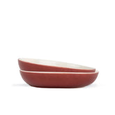 Ceramic Pasta Bowl Set Of 2 Pcs, 22cm - Burgundy Outside, 300ml Each | Stoneware Ceramic Serving Bowls With Glossy Finish | Pasta Plate - Deep Plate | Ceramic Bowl - Pasta Serving Plate