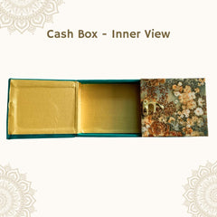 Decorative Shagun Cash Gift Box For Money Gaddi, Gifting Shagun Wedding Occasion, Jewellery | Colour - Sea Green, Set Of 1, Half Cut Design Rectangle Shape