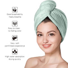 Maxoshine Hair Towel Wrap For Women-Quick Drying Microfiber Towel For Hair With Elastic Loop For Tying-Super Absorbent Head Towels (Pista Green)