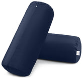 Microfiber Bolster Pillow For Bed & Sofa, Navy Blue - 10 X 25 Inches | Diwan, Round Side Pillow, Light, Soft & Fluffy For Neck & Back Support | Washable, Velvet Cover With Zip - 2 Piece