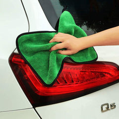 Auto Hub Heavy Microfiber Cloth For Car Cleaning & Detailing, Double Sided, Extra Thick Plush Microfiber Towel Lint-Free, 800 Gsm | Pack Of 3 (Green)