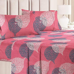 Printed Double Bedsheet With 2 Pillow Covers - 86 X 88 Inches, Pink & Grey | 120 TC Soft Brushed Microfiber - Breathable & Wrinkle Free
