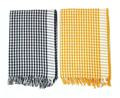Bombay Dyeing Rimzim 100% Cotton Printed Soft & Slick Quick Drying Bath Towels 500 Gsm (Yellow & Black) - 2 Pcs