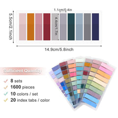 Sticky Notes, Waterproof, Transparent, Removable Adhesive Sticky Notes, Multicolor - 1600 Pcs