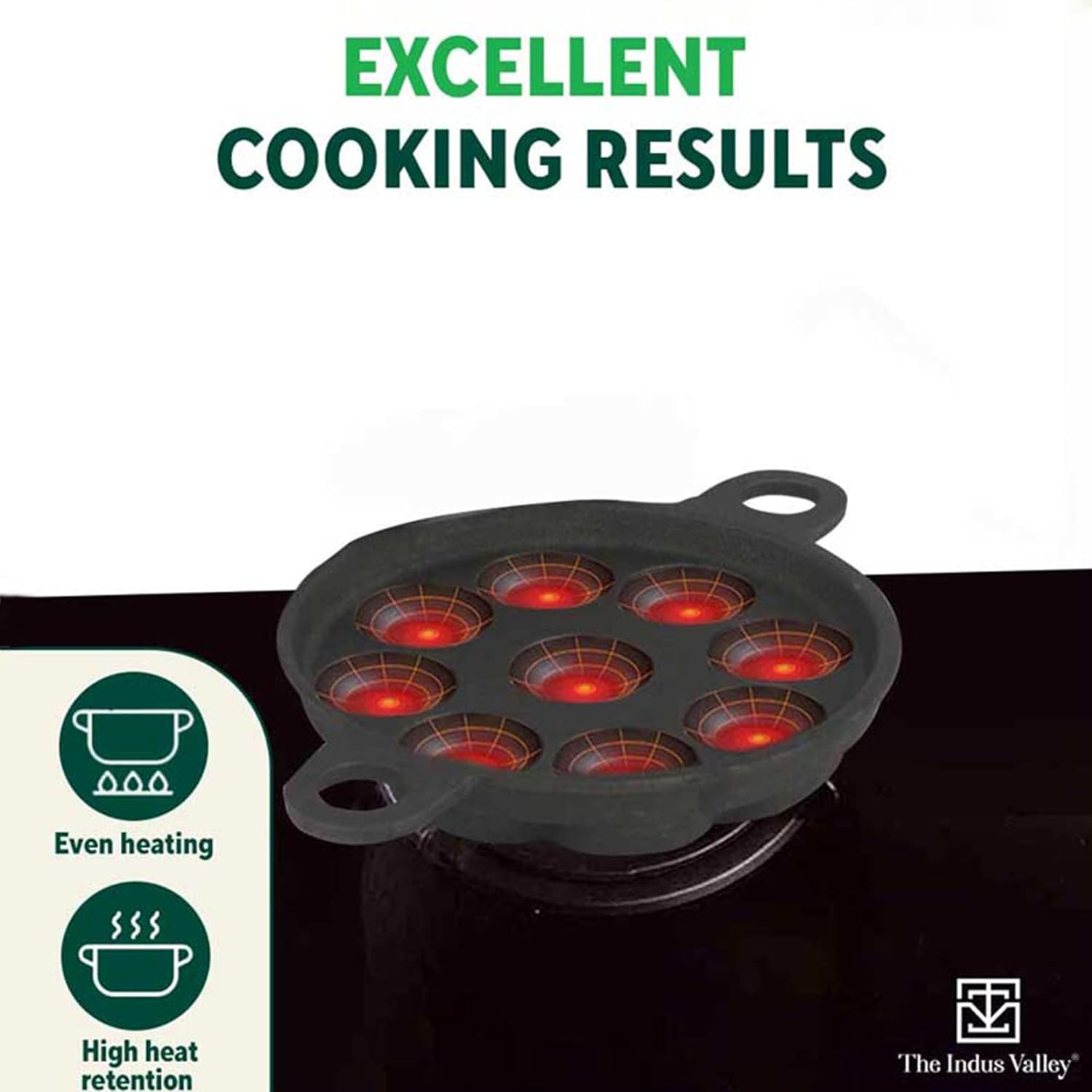 Super Smooth Black Cast Iron Paniyaram Pan With Glass Lid - 9 Pit, 20.8 Cm, 8.2 Inch, 2.7 Kg | Gas Compatible, Pre-Seasoned, 100% Toxin-Free, Naturally Non-Stick, Long Lasting Super Smooth Black Cast Iron Paniyaram Pan With Glass Lid - 9 Pit, 20.8 Cm, 8.2 Inch, 2.7 Kg | Gas Compatible, Pre-Seasoned, 100% Toxin-Free, Naturally Non-Stick, Long Lasting