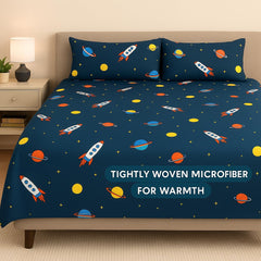 Kids King Size Bedsheet With 2 Pillow Cover - 102 X 108 Inches, Navy Blue | Wrinkle-Free & Fade Resistant | Perfect For Child Bedroom Bedsheet